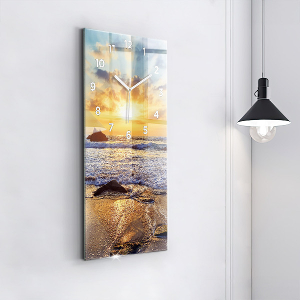 Vertical wall clock Sunset on the beach