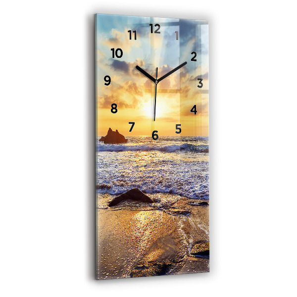 Vertical wall clock Sunset on the beach