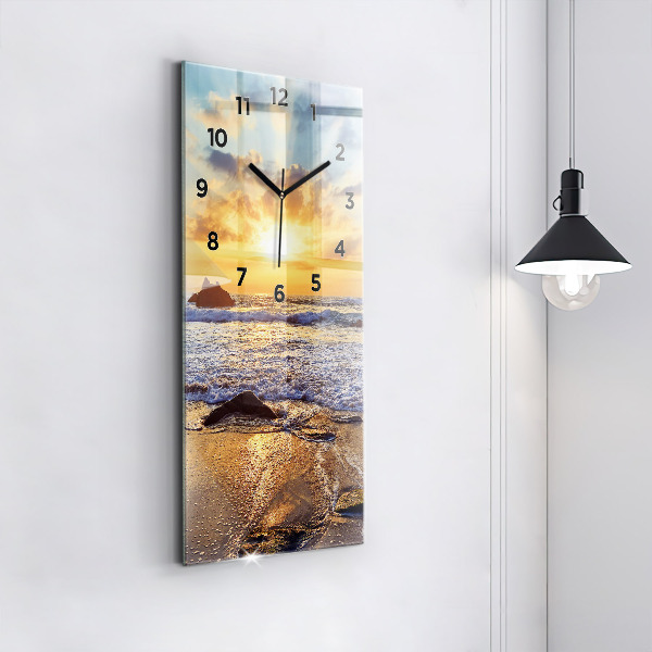 Vertical wall clock Sunset on the beach