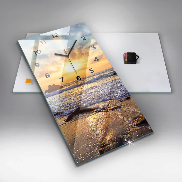 Vertical wall clock Sunset on the beach
