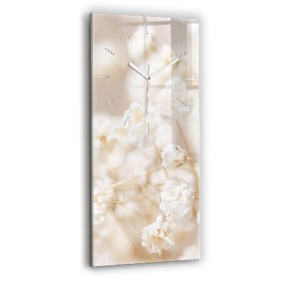 Vertical wall clock Small white flowers