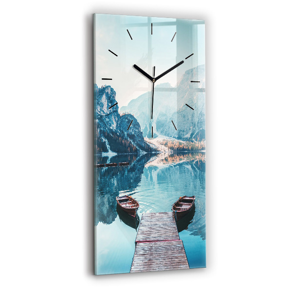 Vertical wall clock Boats on the lake