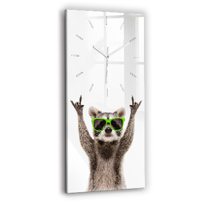 Vertical wall clock Raccoon with glasses