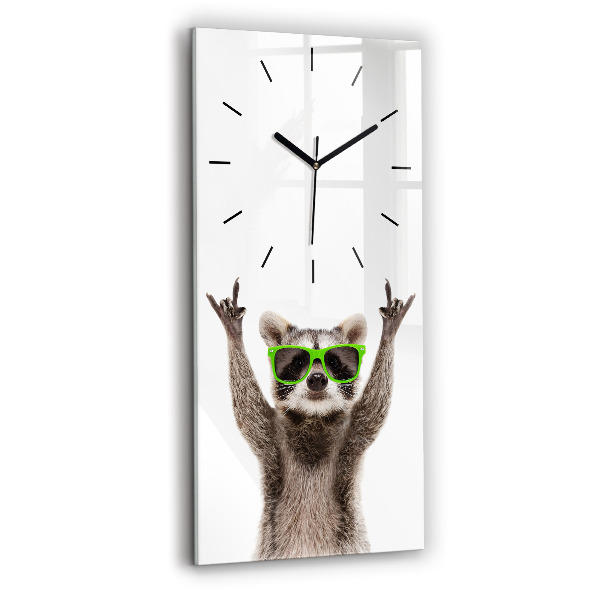 Vertical wall clock Raccoon with glasses