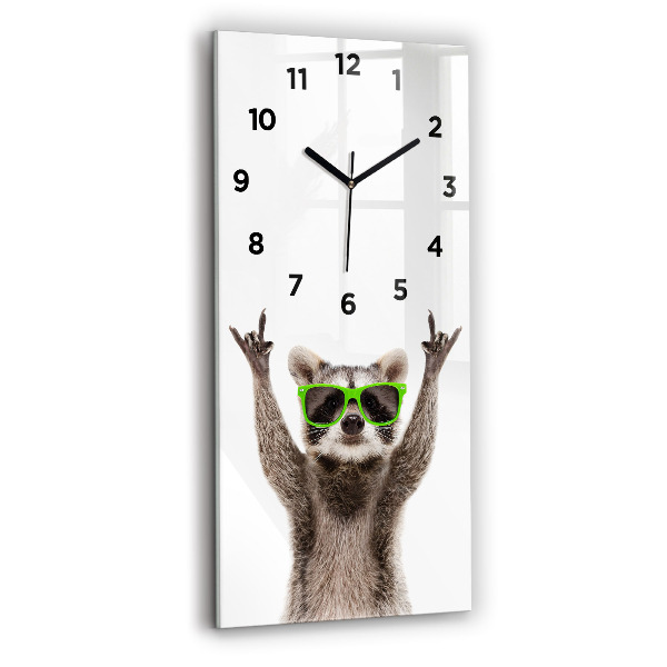 Vertical wall clock Raccoon with glasses