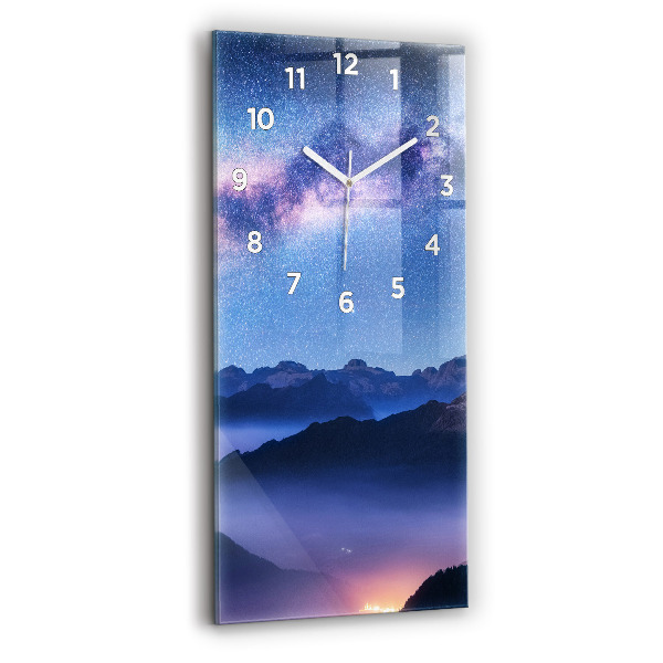Vertical wall clock Milky Way and Mountains