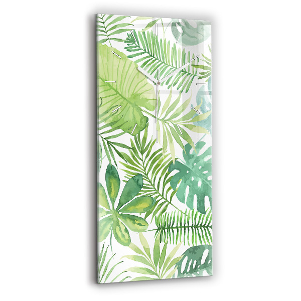 Vertical wall clock Green leaves