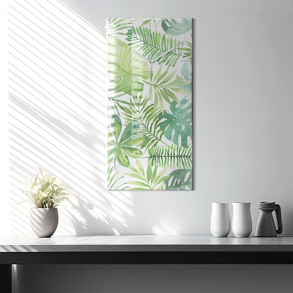 Vertical wall clock Green leaves