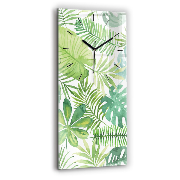 Vertical wall clock Green leaves