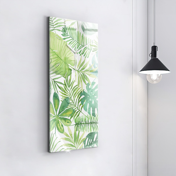 Vertical wall clock Green leaves