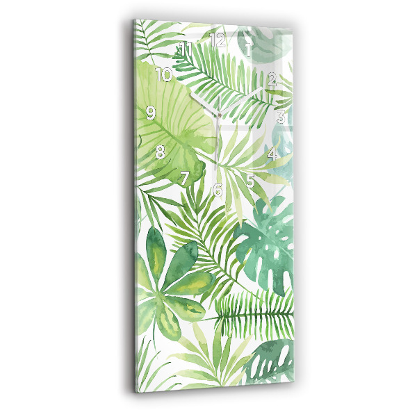Vertical wall clock Green leaves