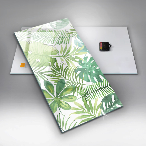 Vertical wall clock Green leaves