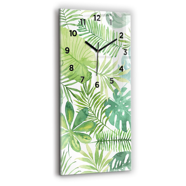 Vertical wall clock Green leaves