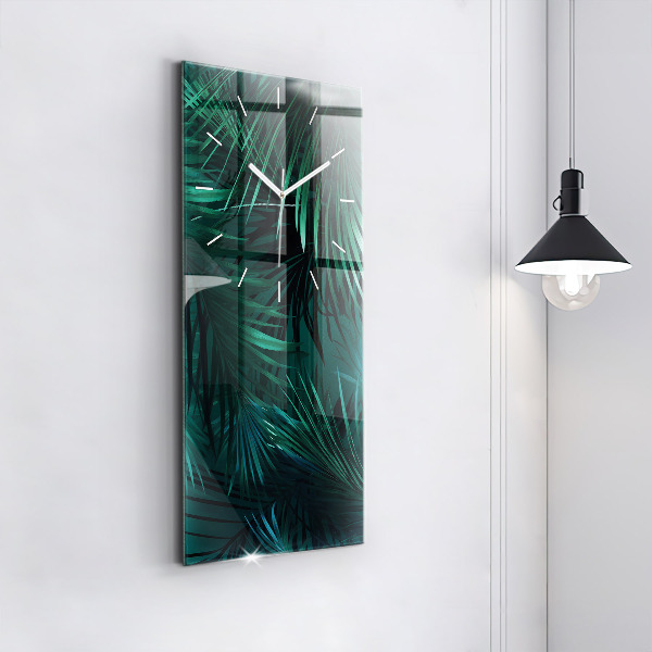 Vertical wall clock Tropical leaves
