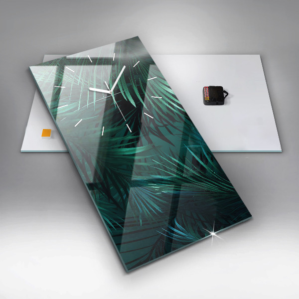 Vertical wall clock Tropical leaves