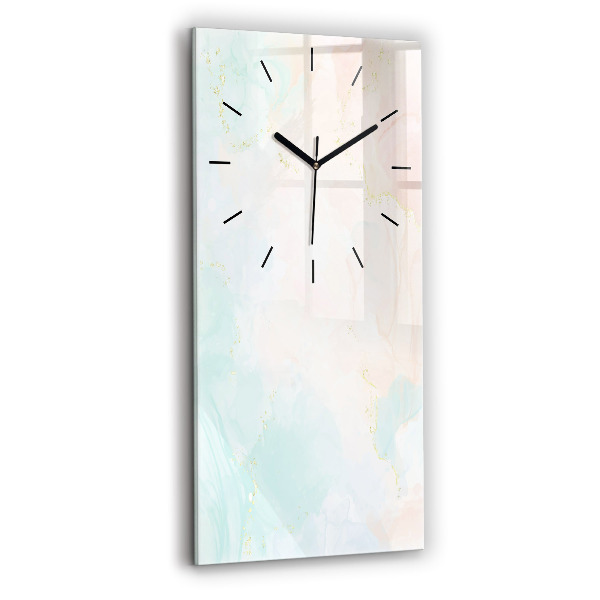 Vertical wall clock Watercolor marble