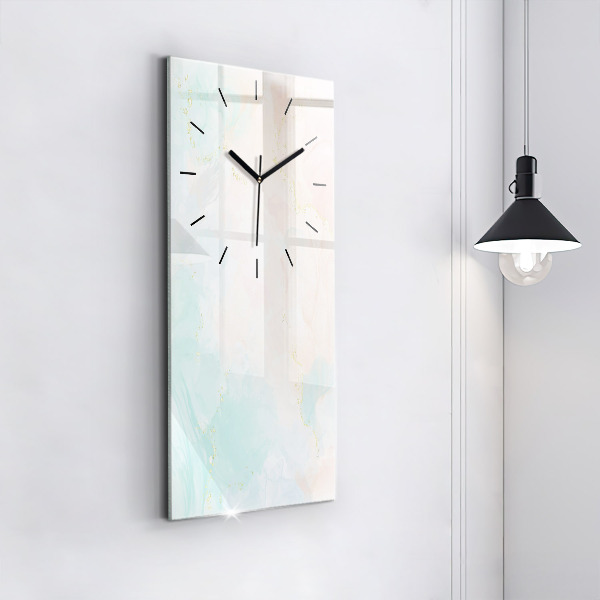 Vertical wall clock Watercolor marble