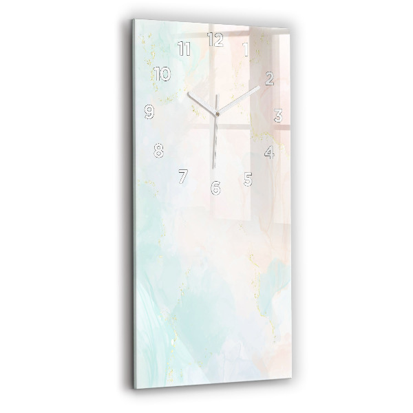 Vertical wall clock Watercolor marble