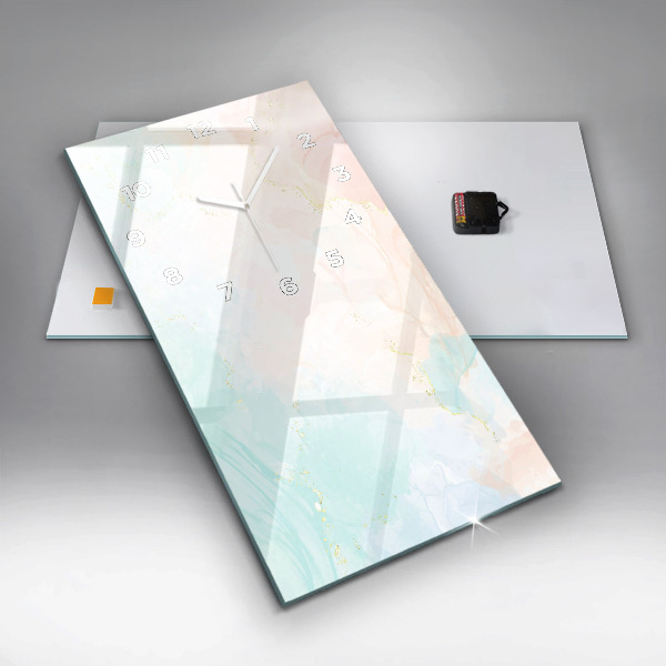 Vertical wall clock Watercolor marble