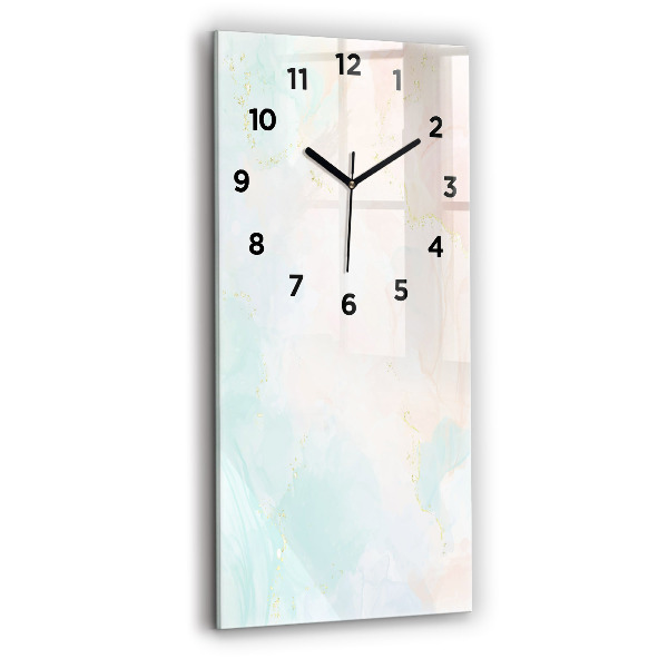 Vertical wall clock Watercolor marble