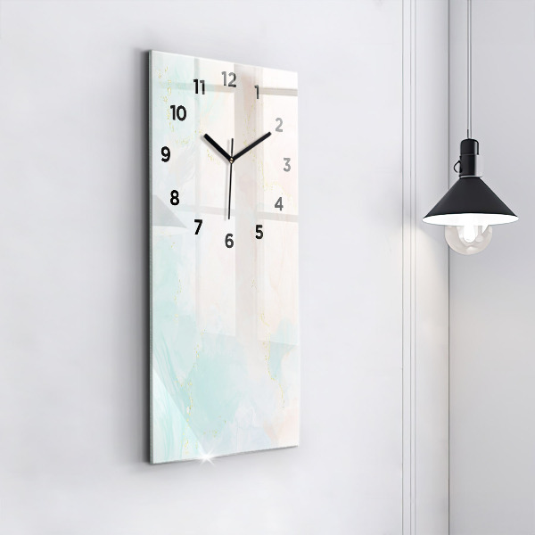 Vertical wall clock Watercolor marble