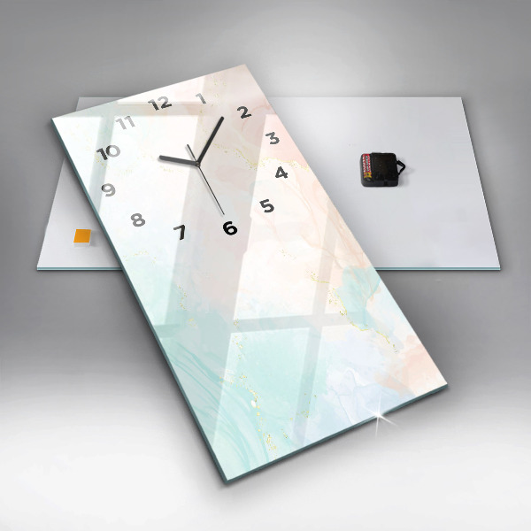 Vertical wall clock Watercolor marble
