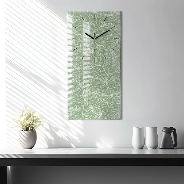 Vertical wall clock Leaves nature pattern