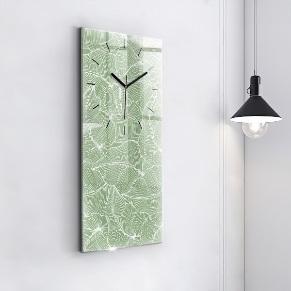 Vertical wall clock Leaves nature pattern