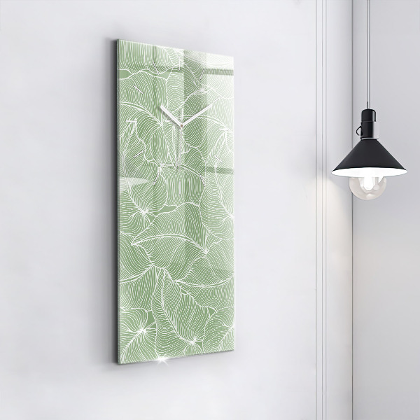 Vertical wall clock Leaves nature pattern