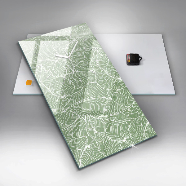 Vertical wall clock Leaves nature pattern
