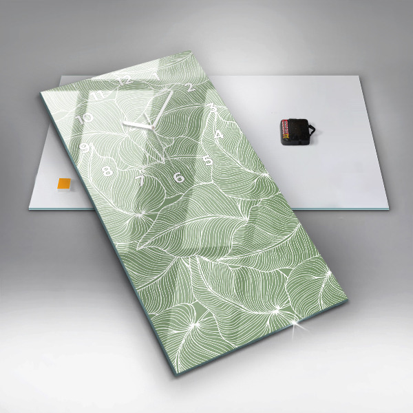 Vertical wall clock Leaves nature pattern