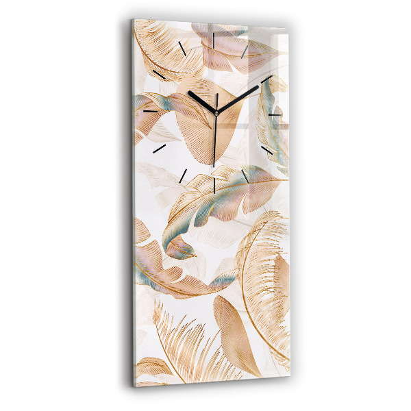 Vertical wall clock Nature leaf pattern