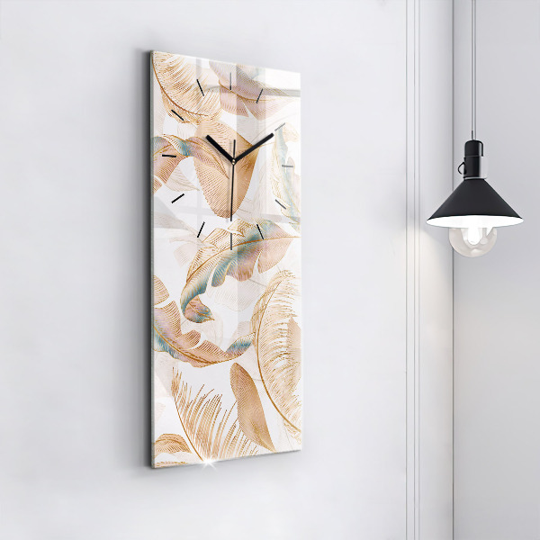 Vertical wall clock Nature leaf pattern