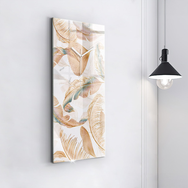 Vertical wall clock Nature leaf pattern