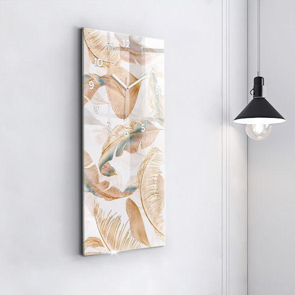 Vertical wall clock Nature leaf pattern