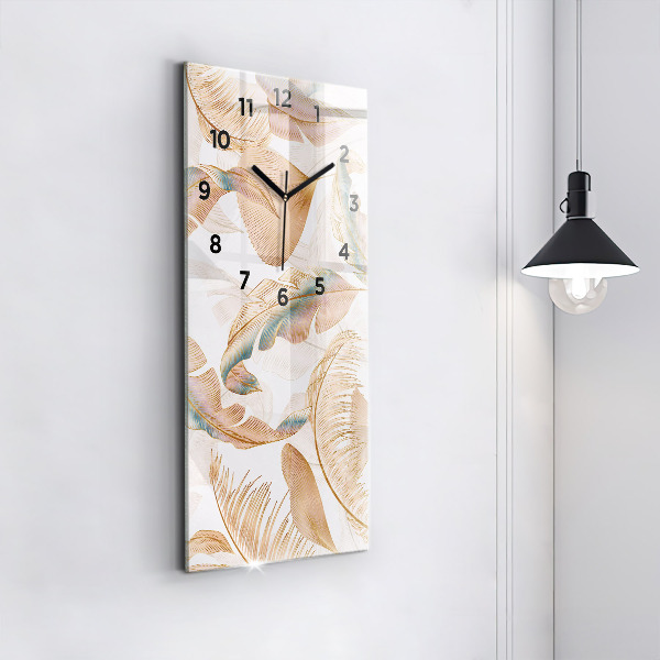 Vertical wall clock Nature leaf pattern