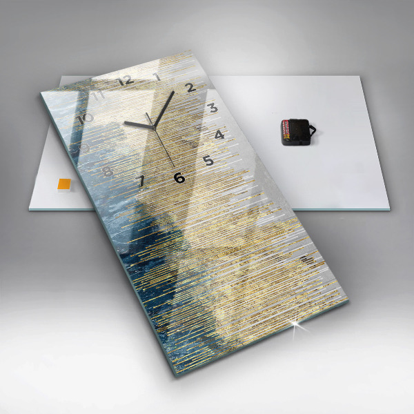 Vertical wall clock Decorative pattern and gold