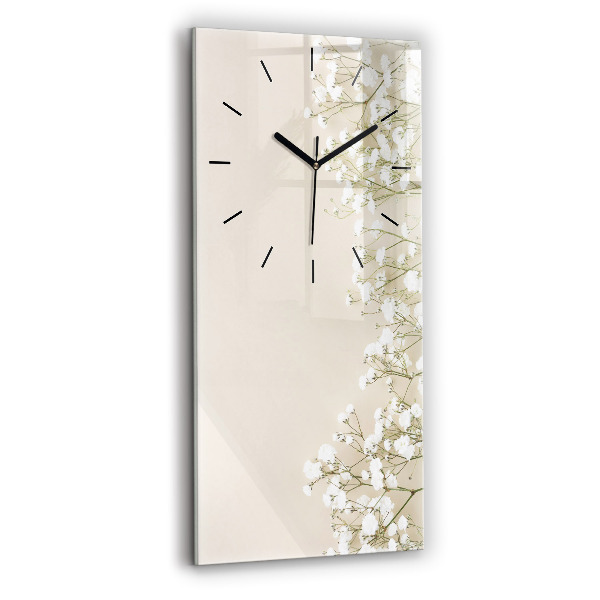 Vertical wall clock Blooming gypsophila flowers