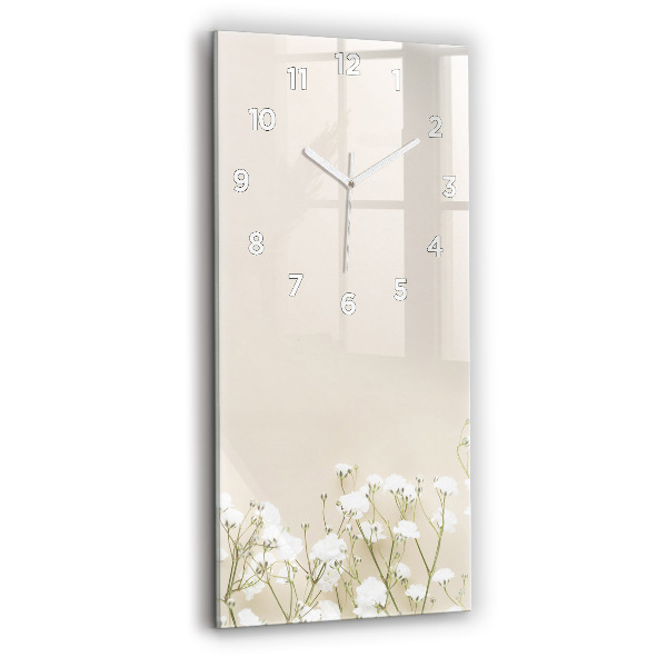 Vertical wall clock Blooming gypsophila flowers