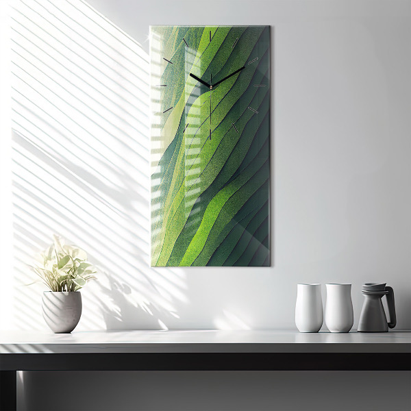 Vertical wall clock Green fields abstract