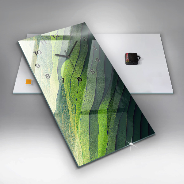 Vertical wall clock Green fields abstract