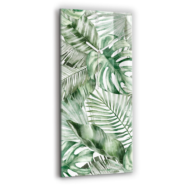 Vertical wall clock Painted plant leaves
