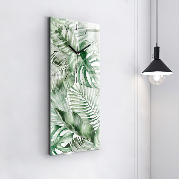 Vertical wall clock Painted plant leaves
