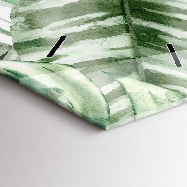 Vertical wall clock Painted plant leaves