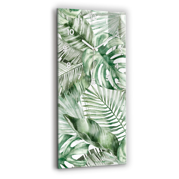 Vertical wall clock Painted plant leaves