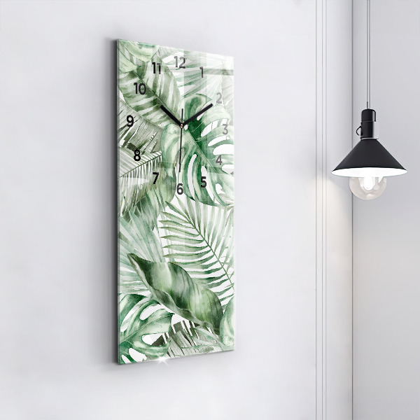 Vertical wall clock Painted plant leaves