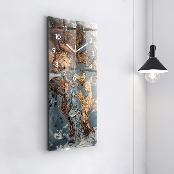 Vertical wall clock Marble gold abstract
