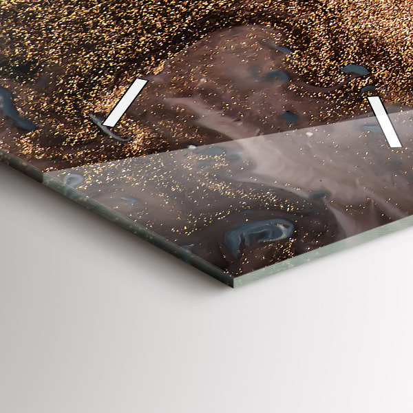 Vertical wall clock Marble gold abstract