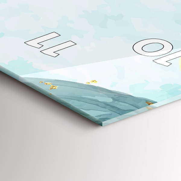 Vertical wall clock Watercolor stains