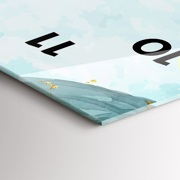 Vertical wall clock Watercolor stains